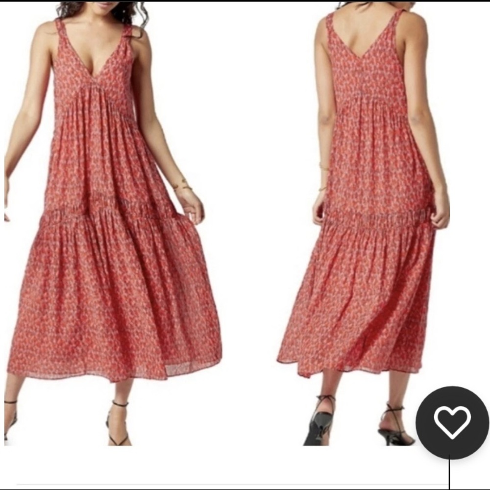 ⭐️Host Pick⭐️ Joie Coral and Black Patterned Maxi Boho Dress Size Medium NWT